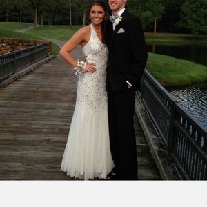 White halter prom dress